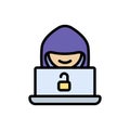 Hacker cyber attack icon. Simple color with outline vector elements of hacks icons for ui and ux, website or mobile application Royalty Free Stock Photo