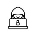 Hacker cyber attack icon. Simple line, outline vector elements of hacks icons for ui and ux, website or mobile application Royalty Free Stock Photo