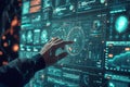 Hacker cyber criminal illegal watching tracks a person during cyberattack