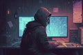 hacker cyberpunk computer room cybercrime code