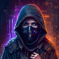 Hacker cyberpunk portrate. Generative AI