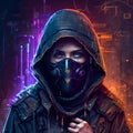 Hacker cyberpunk portrate. Generative AI