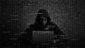 Hacker in data security concept. Hacker using laptop. Hacking the Internet. Cyber attack Royalty Free Stock Photo