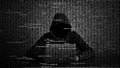 Hacker in data security concept. Hacker using laptop. Hacking the Internet. Cyber attack Royalty Free Stock Photo