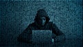 Hacker in data security concept. Hacker using laptop. Hacking the Internet. Cyber attack