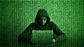 Hacker in data security concept. Hacker using laptop. Hacking the Internet. Cyber attack Royalty Free Stock Photo