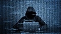 Hacker in data security concept. Hacker using laptop. Hacking the Internet. Cyber attack Royalty Free Stock Photo