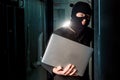 Hacker in a datacenter Royalty Free Stock Photo