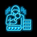hacker digital thief neon glow icon illustration