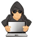 Hacker and empty laptop Royalty Free Stock Photo