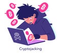 Hacker Engaged in Cryptojacking Vector Royalty Free Stock Photo