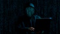 hacker face made with binary code anonymous computer hacker, Cyber Attack, Hacker using the laptop, Hacking the Internet.