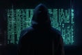 hacker front of his computer committing digital cybercrime. Generative AI