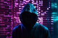 hacker front of his computer committing digital cybercrime. Generative AI