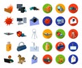 Hacker and hacking cartoon,flat icons in set collection for design. Hacker and equipment vector symbol stock web Royalty Free Stock Photo