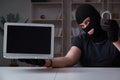 The hacker hacking computer late at night Royalty Free Stock Photo