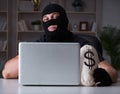 Hacker hacking computer late at night Royalty Free Stock Photo