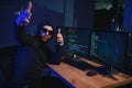 Hacker is hacking into the computer network. Computer criminal Royalty Free Stock Photo