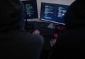 Hacker hacking a cyberspace network