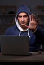 The hacker hacking the data late at night Royalty Free Stock Photo
