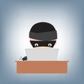 Hacker hacking password on notebook on table, illustration vector in flat design