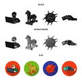 Hacker, hacking, system, internet .Hackers and hacking set collection icons in black, flat, monochrome style vector Royalty Free Stock Photo