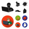 Hacker, hacking, system, internet .Hackers and hacking set collection icons in black, flat style vector symbol stock Royalty Free Stock Photo