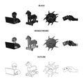 Hacker, hacking, system, internet .Hackers and hacking set collection icons in black,monochrome,outline style vector Royalty Free Stock Photo