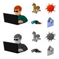 Hacker, hacking, system, internet .Hackers and hacking set collection icons in cartoon,monochrome style vector symbol Royalty Free Stock Photo
