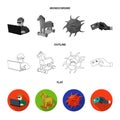 Hacker, hacking, system, internet .Hackers and hacking set collection icons in flat,outline,monochrome style vector Royalty Free Stock Photo