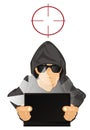 Hacker on red sight