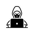 Black solid icon for Hacker, crime and thief Royalty Free Stock Photo