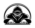 Hacker icon with laptop.