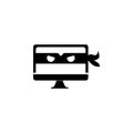Hacker Icon. Ninja in monitor icon. Elements of cyber security icon. Premium quality graphic design. Signs, outline symbols collec