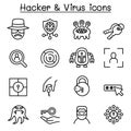 Hacker icon set in thin line style