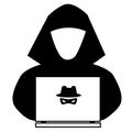 Hacker icon on white background. flat style. anonymous spy icon for your web site design, logo, app, UI. spy agent searching on