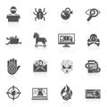 Hacker icons black set Royalty Free Stock Photo