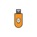 Hacker, infected USB flash drive icon. Can be used for web, logo, mobile app, UI, UX