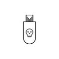 Hacker, infected USB flash drive icon on white background. Can be used for web, logo, mobile app, UI UX