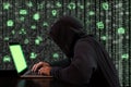 Hacker infiltrates the internet of things cybersecurity concept Royalty Free Stock Photo