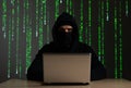 Hacker internet computer crime cyber attack network security programming code password protection Royalty Free Stock Photo