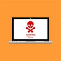 Hacker internet computer security technology flat concept. Hacker activity computer.Alert notification on laptop computer , Royalty Free Stock Photo