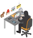 Hacker Isometric Concept Royalty Free Stock Photo