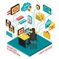 Hacker Isometric Illustration Royalty Free Stock Photo