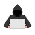 Hacker on a laptop. Hacker attack concept vector