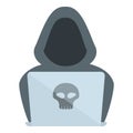 Hacker laptop icon cartoon vector. Computer steal