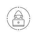 Hacker with Laptop Icon in Circle Criminal Cyber Attack Thief Data Security Computer Technology Concept Royalty Free Stock Photo
