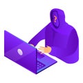 Hacker laptop icon, isometric style