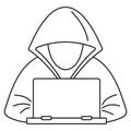 Hacker laptop icon, outline style