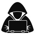 Hacker laptop icon, simple style